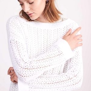 Lou & Grey White Open Knit Sweater Size XS